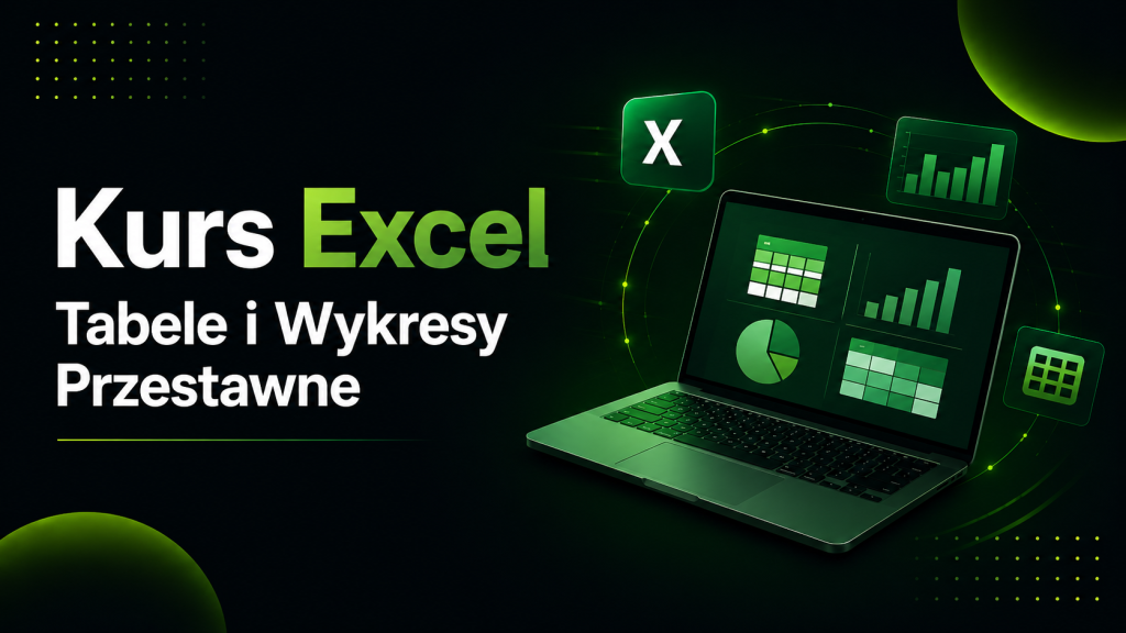 Kurs Excel Tabele i Wykresy Przestawne – baner szkolenia Microsoft Excel uczącego tworzenia tabel przestawnych, wykresów przestawnych, analizowania danych oraz przygotowywania interaktywnych raportów.