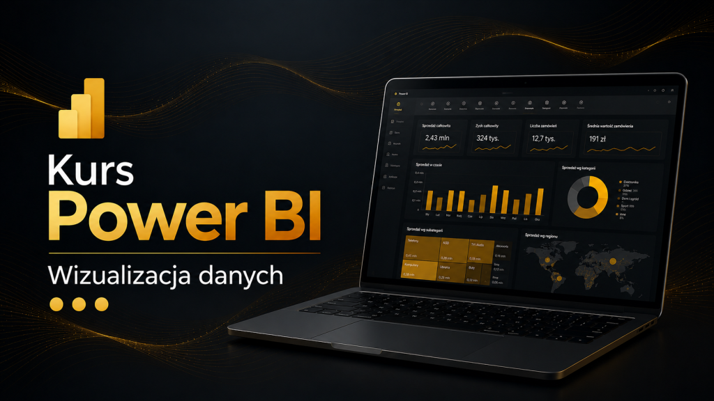 Kurs Power BI Wizualizacja Danych – baner szkolenia uczącego projektowania nowoczesnych dashboardów, interaktywnych raportów oraz skutecznej wizualizacji danych w Microsoft Power BI.