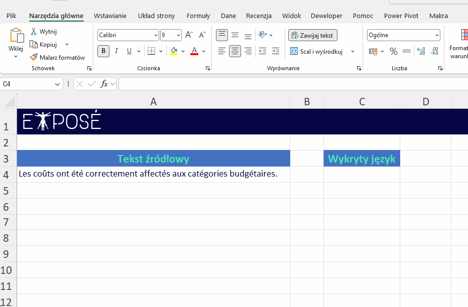 Funkcja WYKRYJJĘZYK (DETECTLANGUAGE) w Excelu 