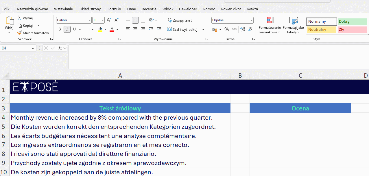 Funkcja WYKRYJJĘZYK (DETECTLANGUAGE) w Excelu